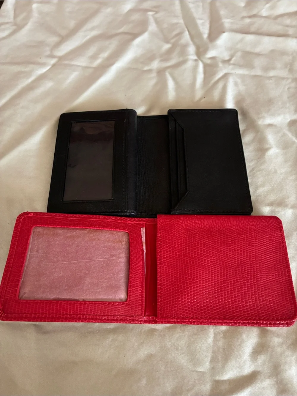 Two Red and Black Slim leather Wallet Card Holder